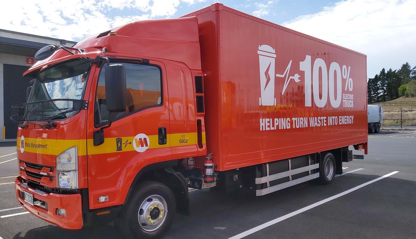 100% electric Waste Management truck