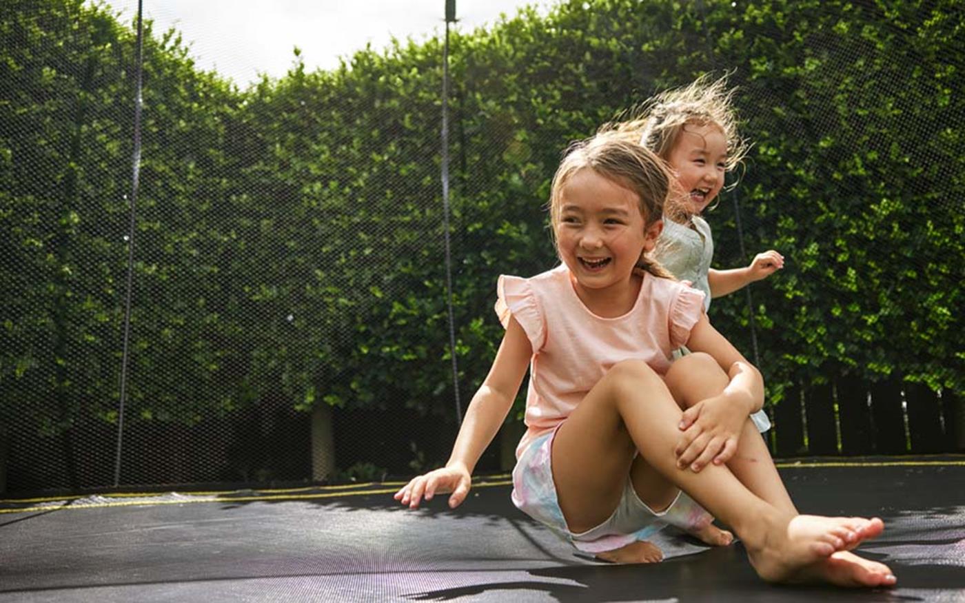 girls on trampoline