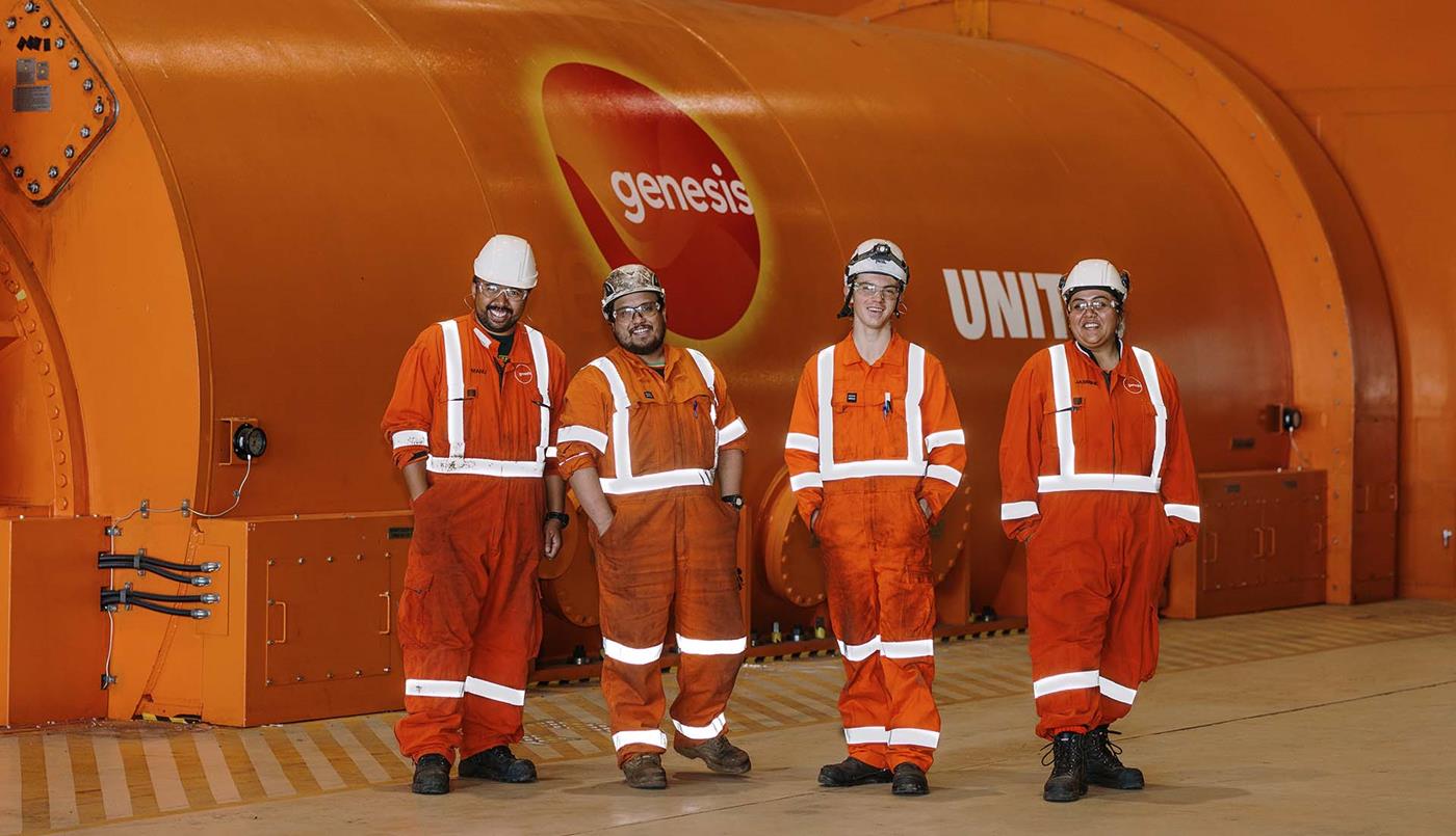 Students in high vis at a genesis power station