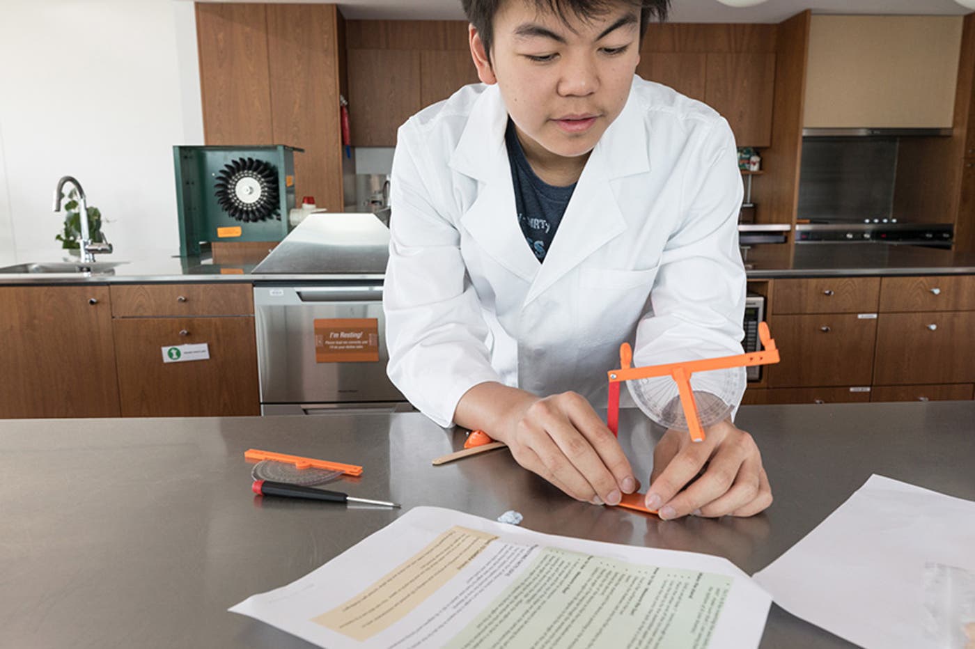 boy doing experiment